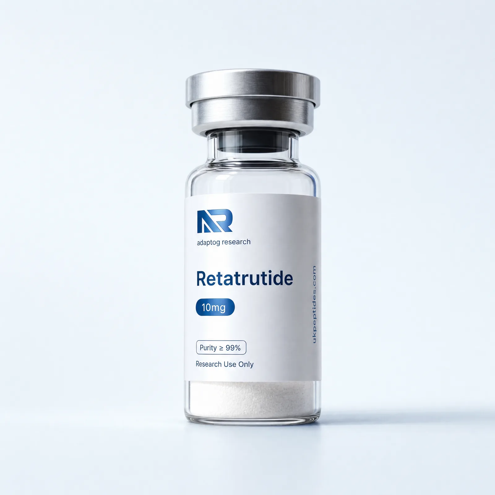 Retatrutide research peptide vial — 99.0% HPLC purity, lyophilised