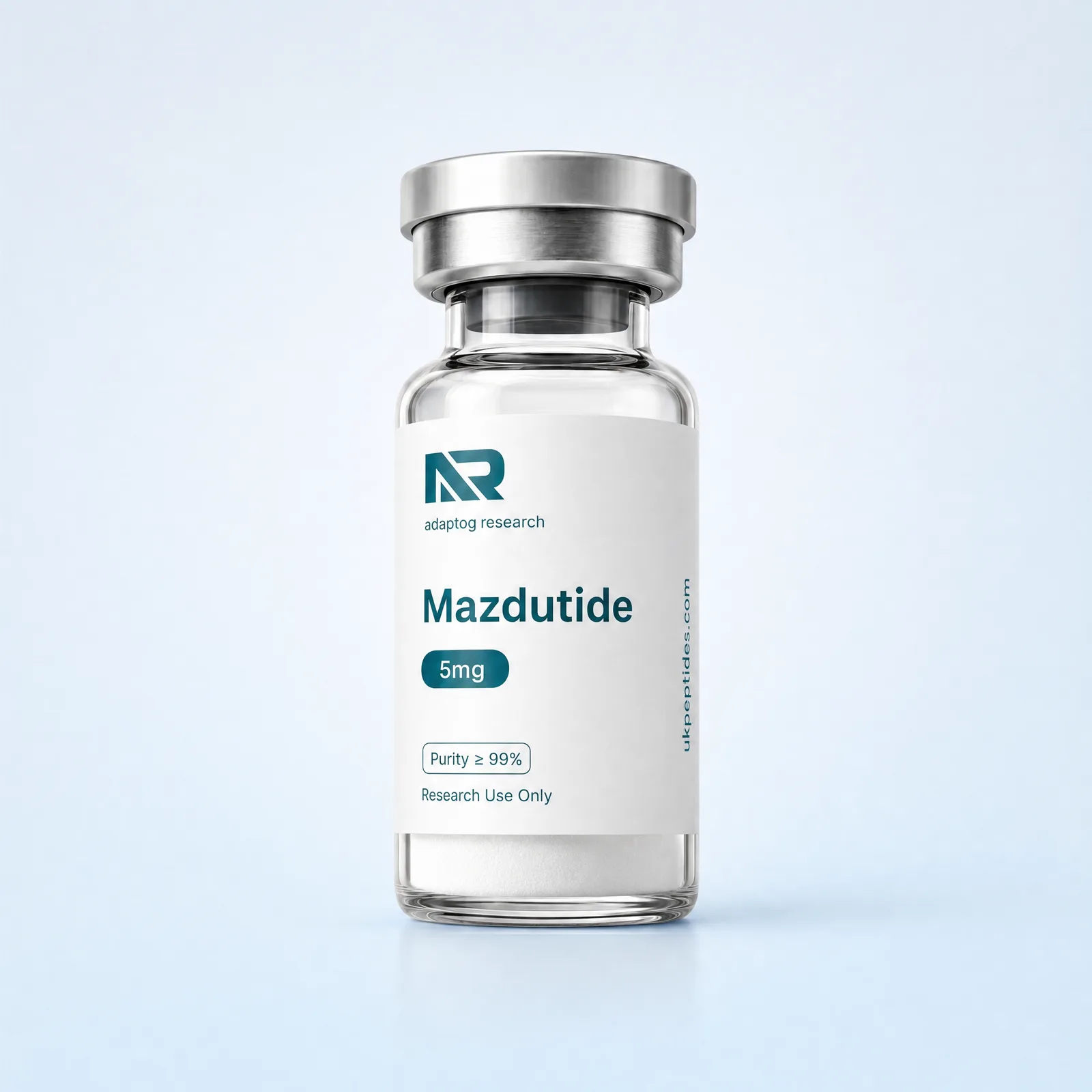 Mazdutide research peptide vial — 99.0% HPLC purity, lyophilised