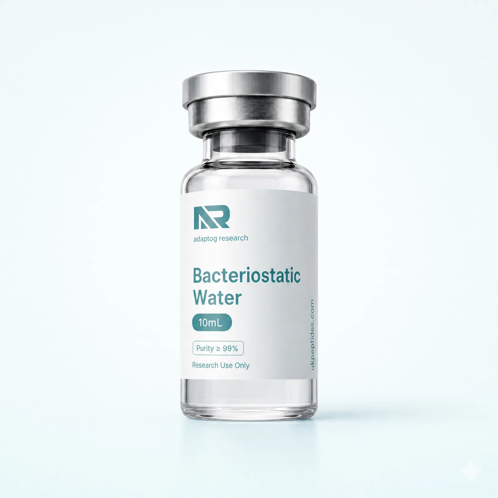Bacteriostatic Water research peptide vial — 99.9% HPLC purity, lyophilised