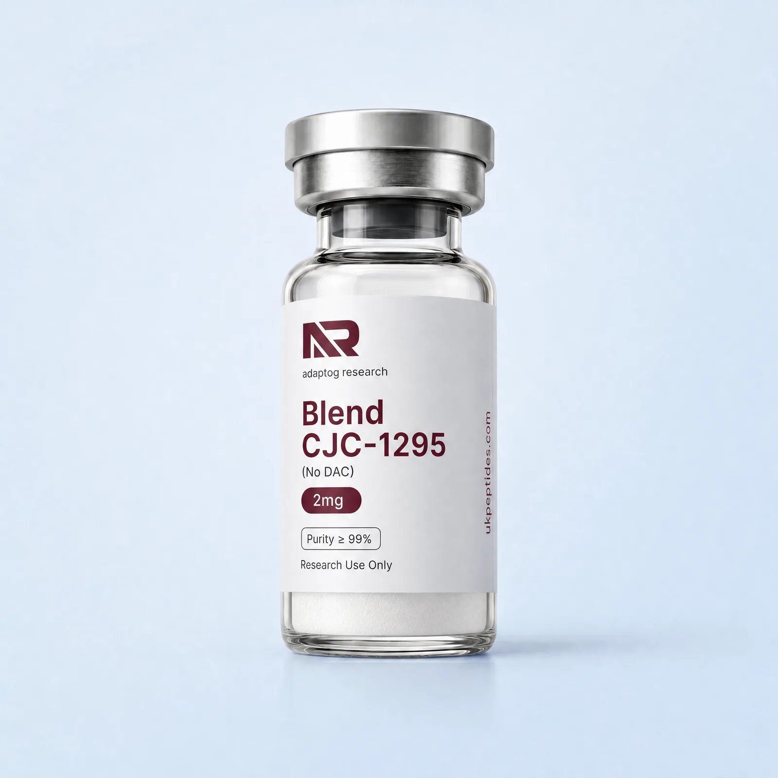 CJC-1295 (No DAC) research peptide vial — 99.0% HPLC purity, lyophilised