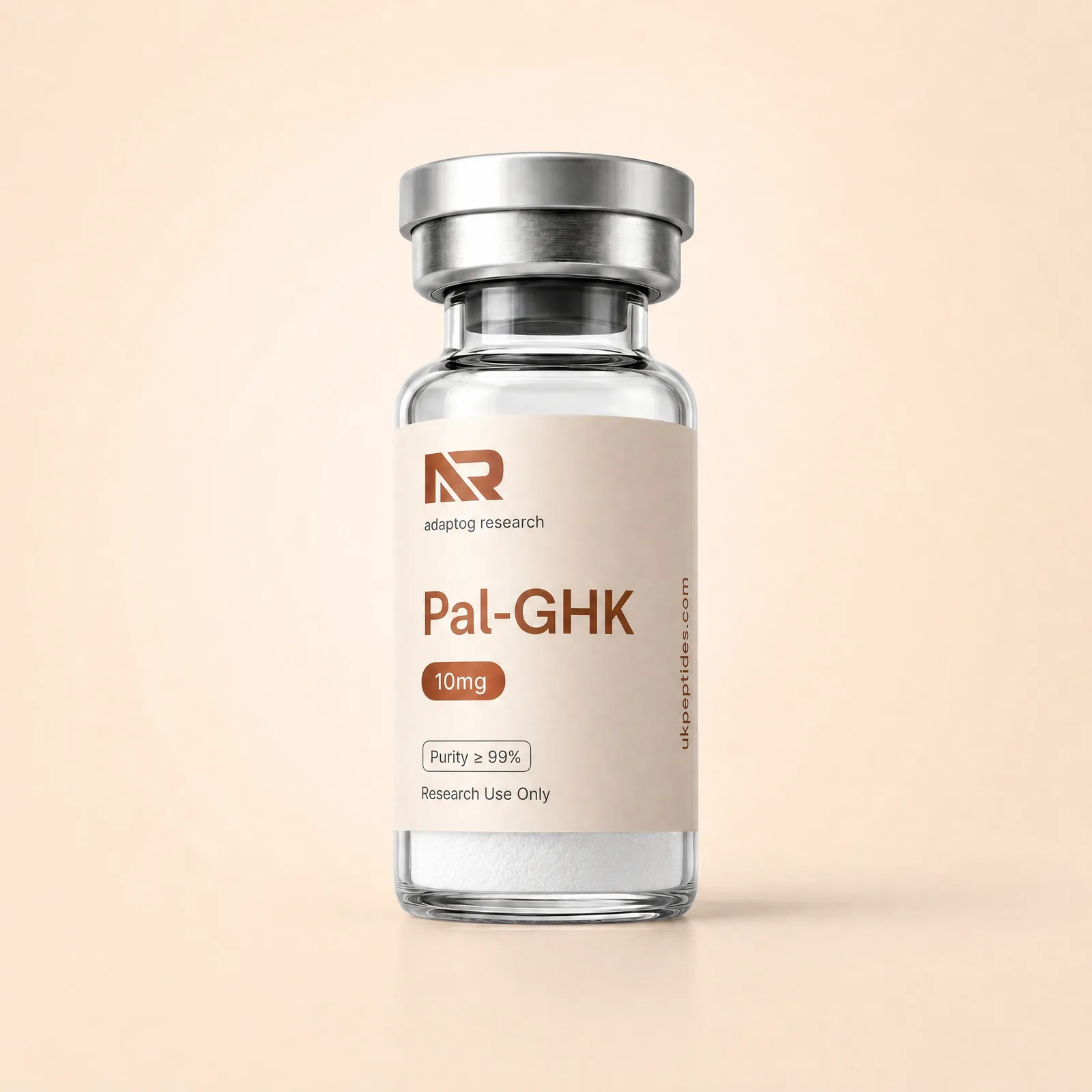 Pal-GHK research peptide vial — 99.0% HPLC purity, lyophilised